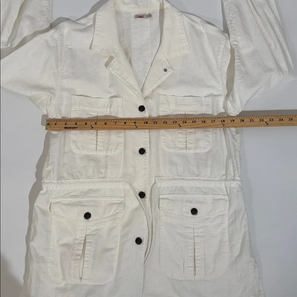 Faherty Larkspur Utility Jacket Size L Ivory White Lightweight - Picture 6 of 12